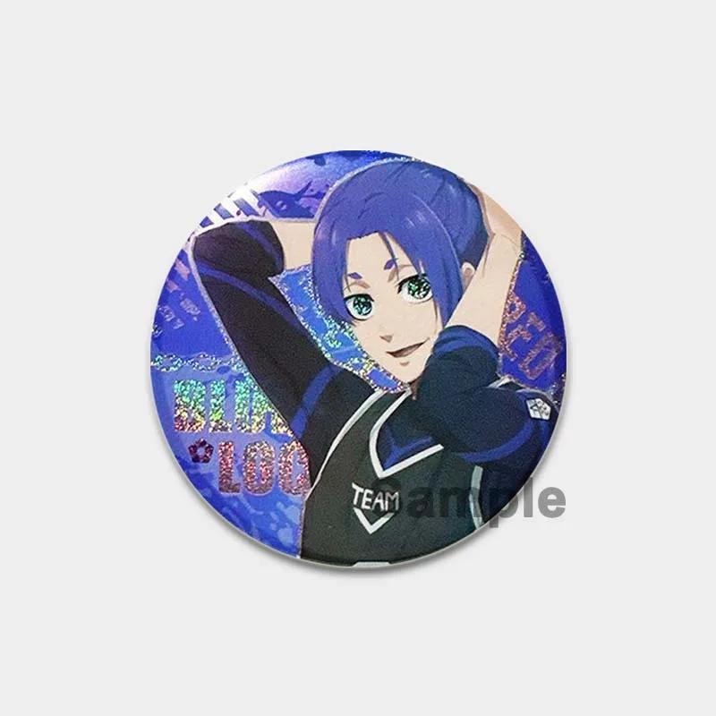 32/44/58 mm runder Anime-Anstecker mit blauem Schloss, Zeichentrickfigur Isagi Yoichi, Brosche, individuell anpassbar, Snap-in-Abzeichen, Cosplay-Zubehör, Schmuck, Geschenke