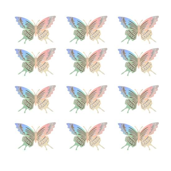 

12 Pcs Butterfly Wall Decor 3D Hollow Butterflies Sticker for Birthday Cake Cupcake Toppers Removable DIY Mural Art for Room Office Bedroom