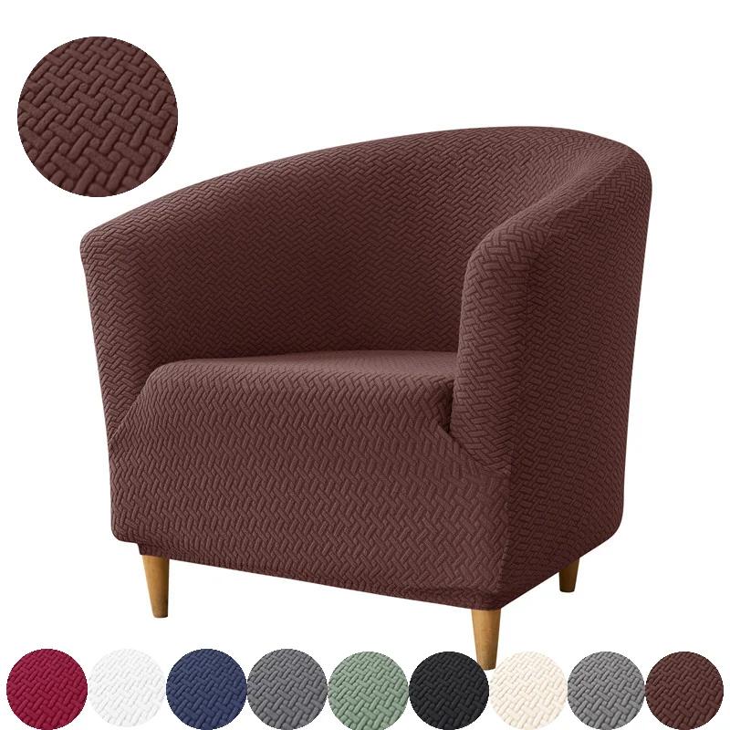 Jacquard Club Chair Slipcover Polar Fleece Barrel Tub Chair Covers Stretch Armchair Sofa Cover Living Room Furniture Protector