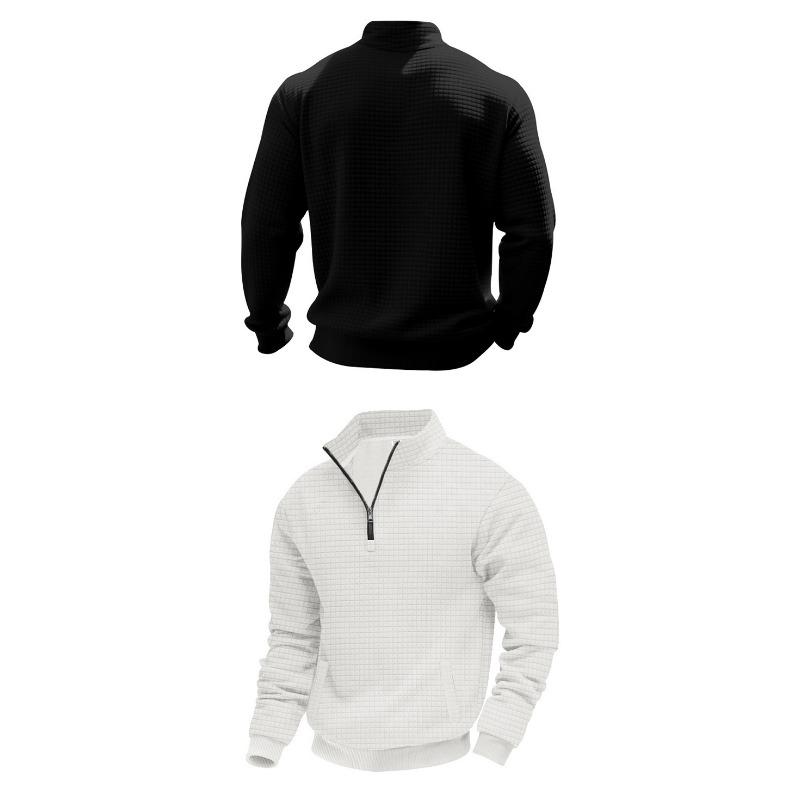 Men Heavyweight Loose Stand Collar Half Zip Casual Pullover Sweatshirt