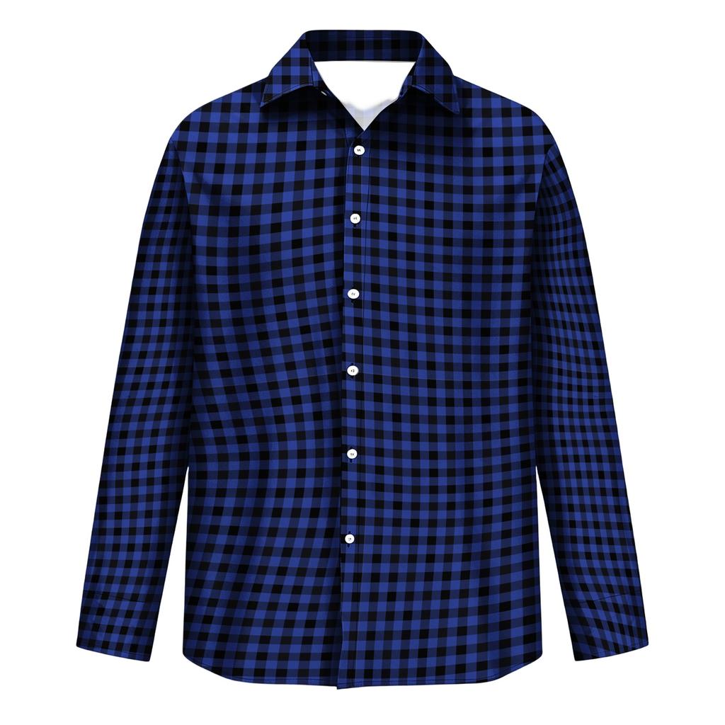 Men's Long Sleeve Plaid Shirt with Collar for Casual Daily Wear