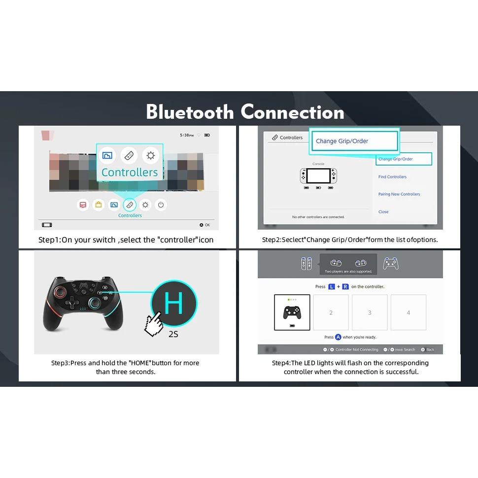 Wireless Gamepad with Adjustable Turbo and Dual Vibration Functions for Switch/Switch Lite/Switch OLED