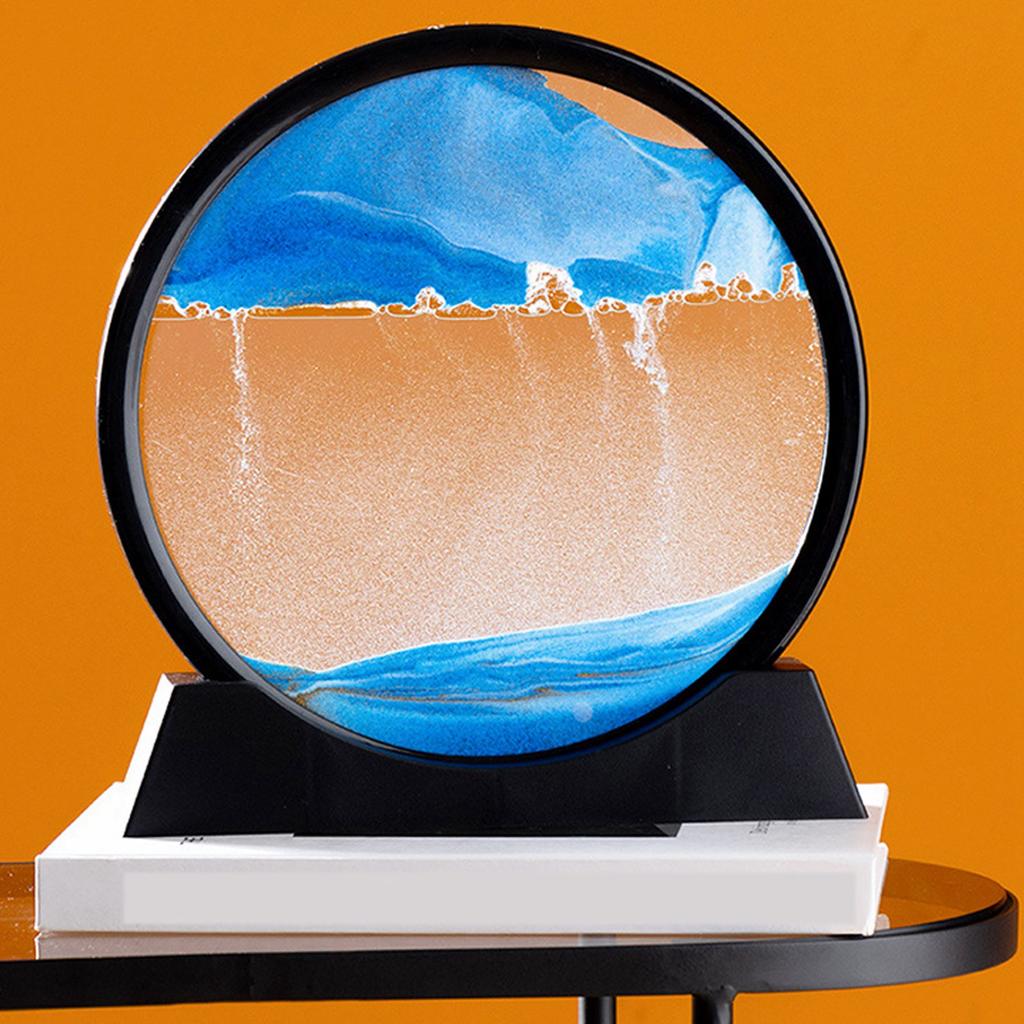 7 Zoll bewegtes Sandbild Entspannende Dekoration 3D Treibsandbild Dekoration für Zuhause Schreibtisch Büro Blau