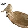 Stylish Home Accents Elegant Bird Leaf Shaped Trinket Dish, Resin Jewelry Tray, Vintage Gold Ring Decorative Entrance Tray Holder for Nightstand