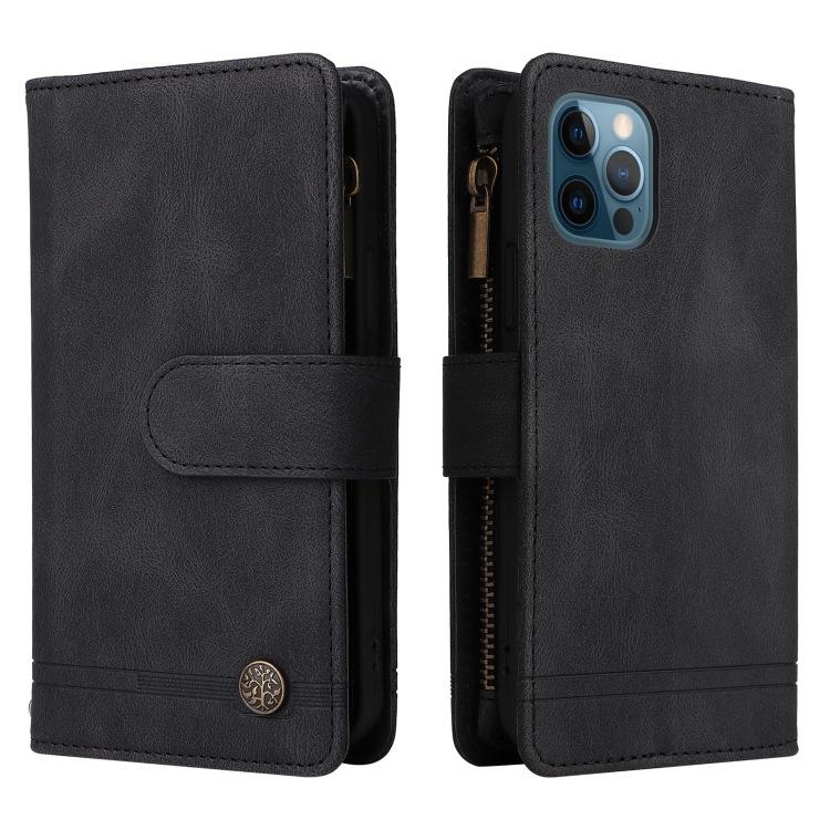 Applicable to iPhone17 leather case 16Pro Samsung S24 multi-card zipper wallet diagonal span leather case A05S matte solid color