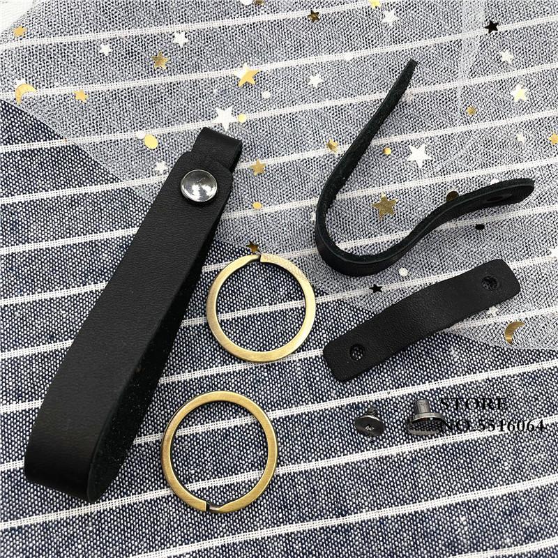 Handmade Retro Leather Lanyard Car Key Ring Keycord Phone Charm Key Universal Short Grip Lanyard Keychain Accessories