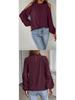 European Autumn/Winter Women's Off-Shoulder Top - Solid Color, Ruffle, Half-High Collar, Long Sleeve.