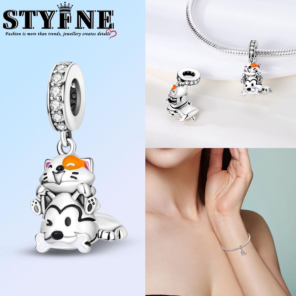 Anniversary Copper Color Cute Cat Blue Moon Owl Rabbit Mermaid Animal Charms Pendants Fit Original Bracelets Diy Jewelry