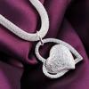 925 Silver Heart Necklace For Women Girls Vintage Luxury Jewelry Accessories Argent 925 Jewellery