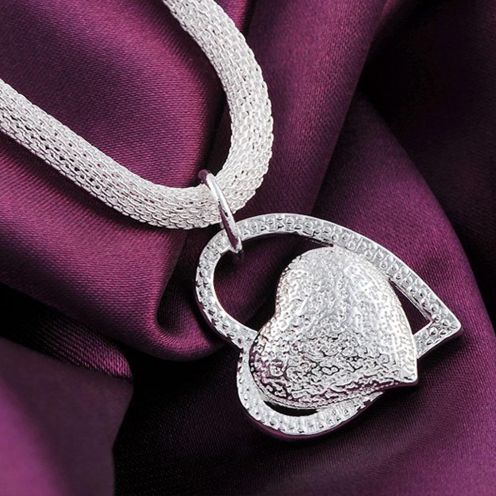 925 Silver Heart Necklace For Women Girls Vintage Luxury Jewelry Accessories Argent 925 Jewellery