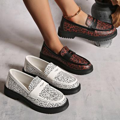 Large Size Spring and Autumn New Loafers Platform Casual Single Shoes Leopard Print Women's Loafers