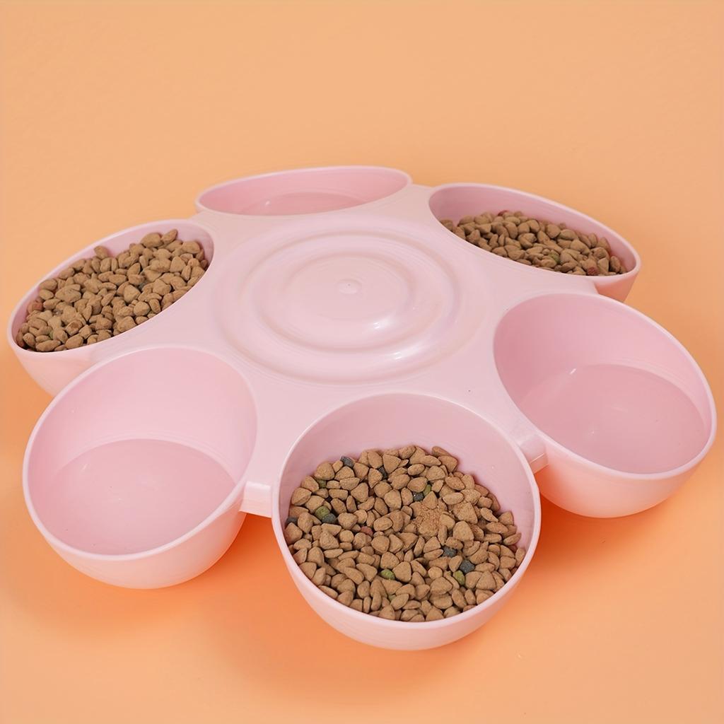 6-in-1 Petal-Shaped Pet Bowl, 35cm/13.77inch Tilted Pet Feeder, Non-Slip Base Cat & Dog Dish for Food & Water, Multi-Color Pet
