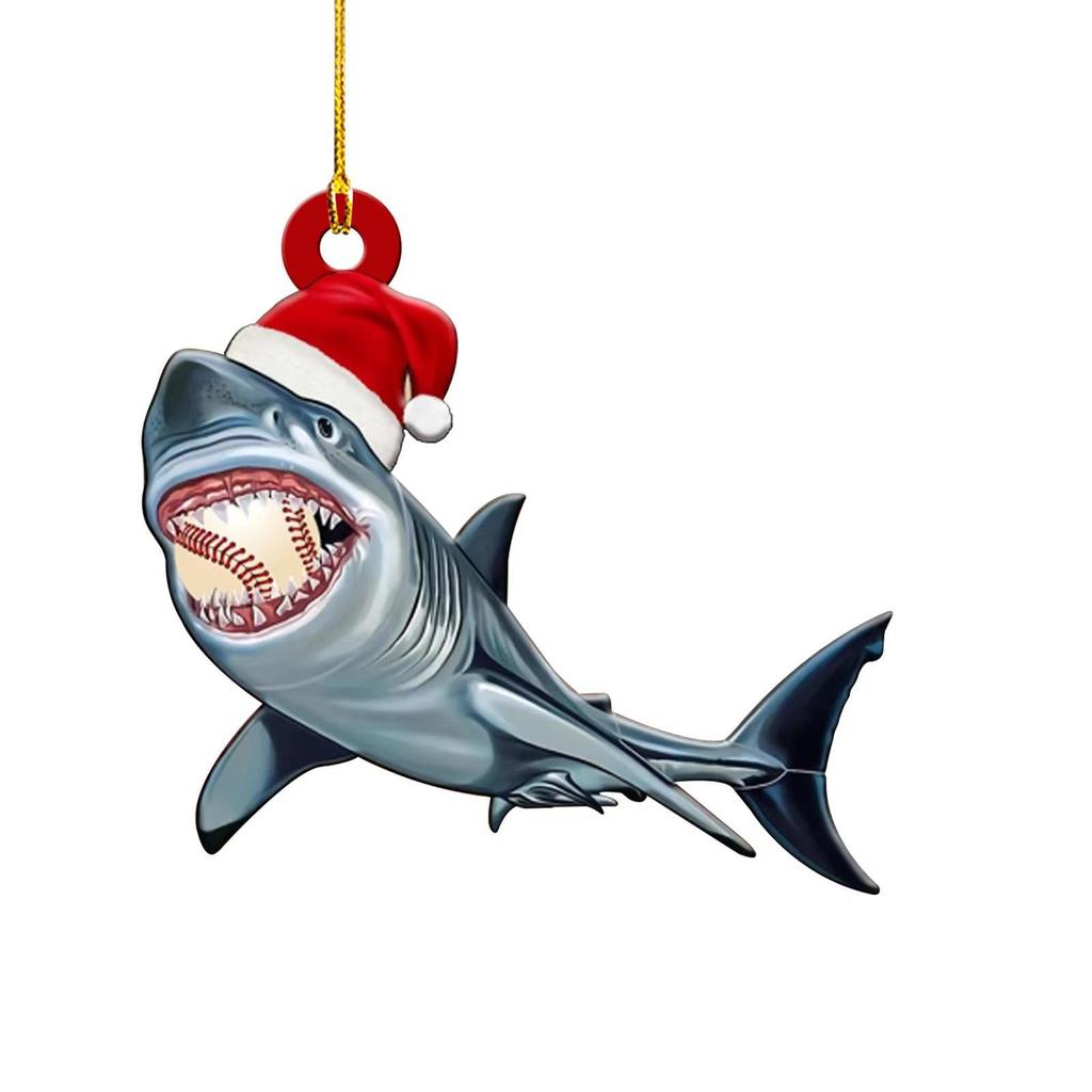 Christmas Hanging Decorations Wooden Pendant Cute Shark Decoration Christmas
