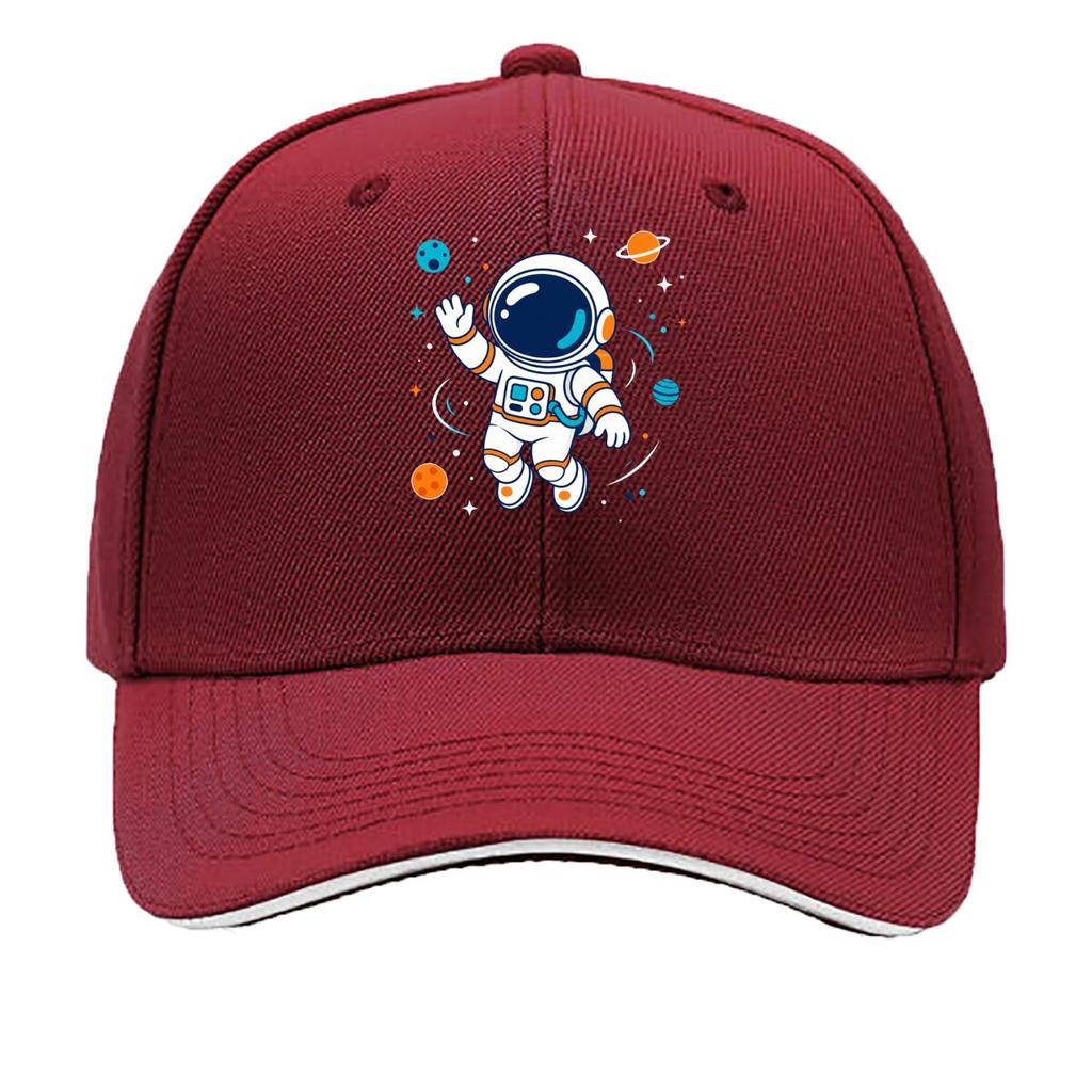 Playful Space Explorer Cartoon Badge Sandwich Baseball Cap Sun Cap Outdoor Workouts Hat
