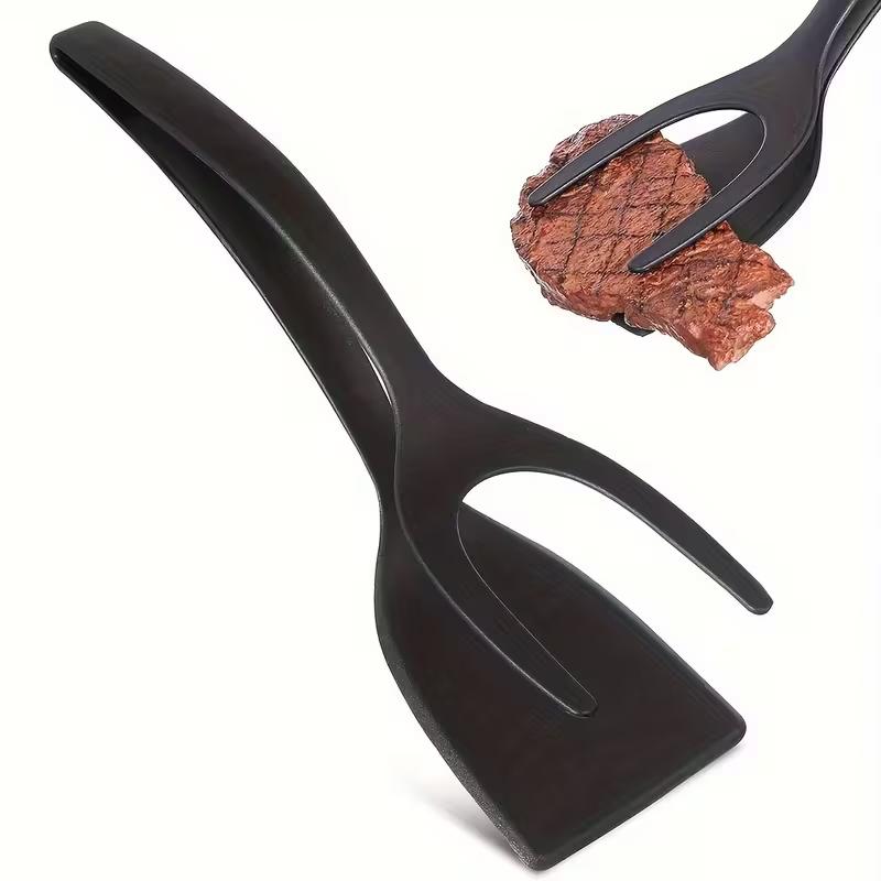Spatule Pince Multifonction Antiadhésive 2-en-1 Spatule en Silicone Pince à Saisir et Retourner Résistante à la Chaleur Cuisine Maison Cuisson Steak Crêpe Œuf Spatule Pince