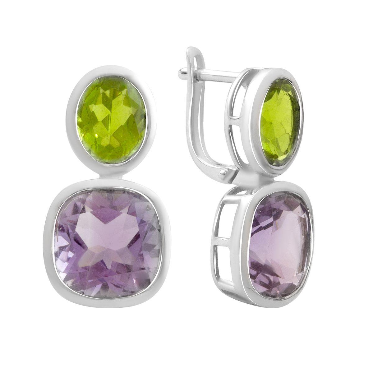 

Серебряные серьги с натуральным аметистом, хризолітом (2183389)