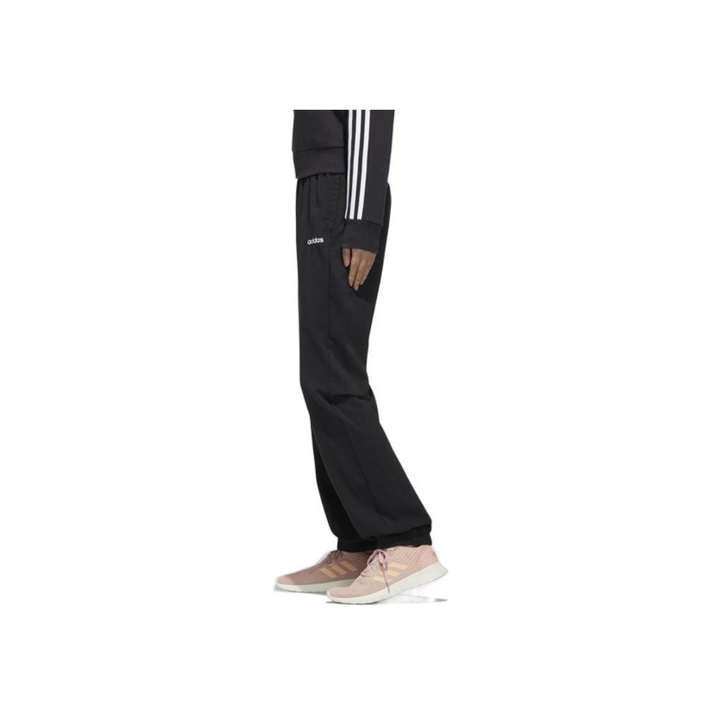 Adidas Essentials Plain Logo Print Solid Color Elastic Sports Casual Pants Women Bottoms Black GD2897