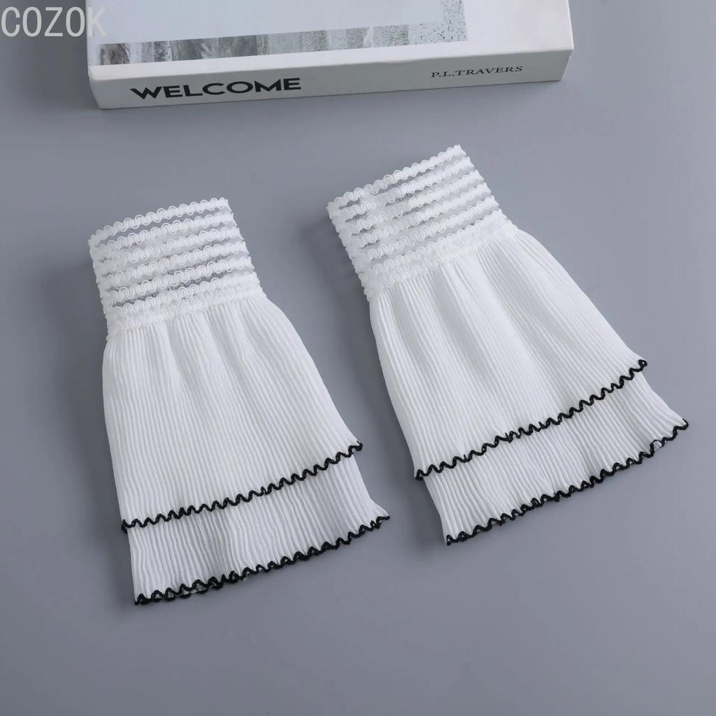 Cross-border Pleated Mesh Lace Sleeves Women's Decorative Cuffs Replacement Fake Sleeves
