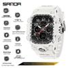 Sanda Men's Trendy Waterproof Multi-Functional Electronic Watches with Three-Time Zones for Casual Use