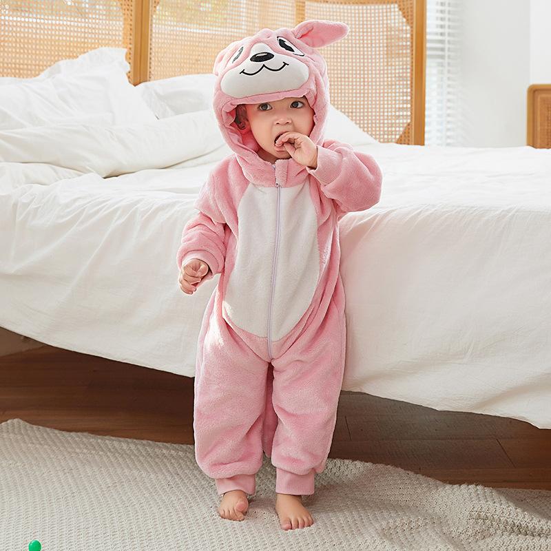 Baby Boys Girls Flannel Animal Onesie Cozy Hooded Jumpsuit Autumn Winter Sleepwear and Loungewear
