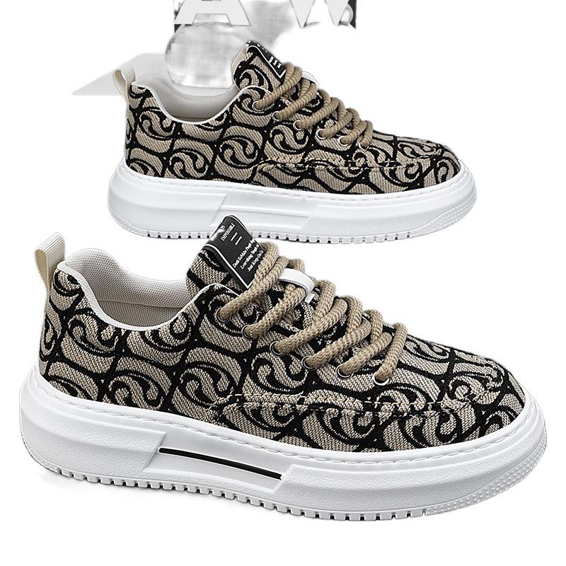 Summer new niche printed canvas casual shoes middle school students platform sports board shoes autumn