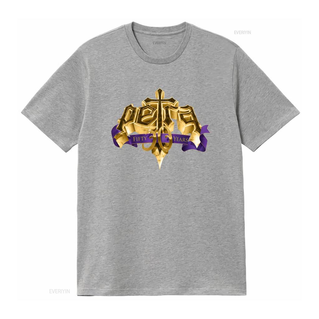 2 SIDES 50th Anniversary Petra Band T Shirt Classic Black S 5XL Gold Cross Purple Ribbon Design U031 Vintage Washed Unisex