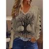 Fashion casual simple and elegant V-neck long-sleeved T-shirt, casual daily long-sleeved sports shirt