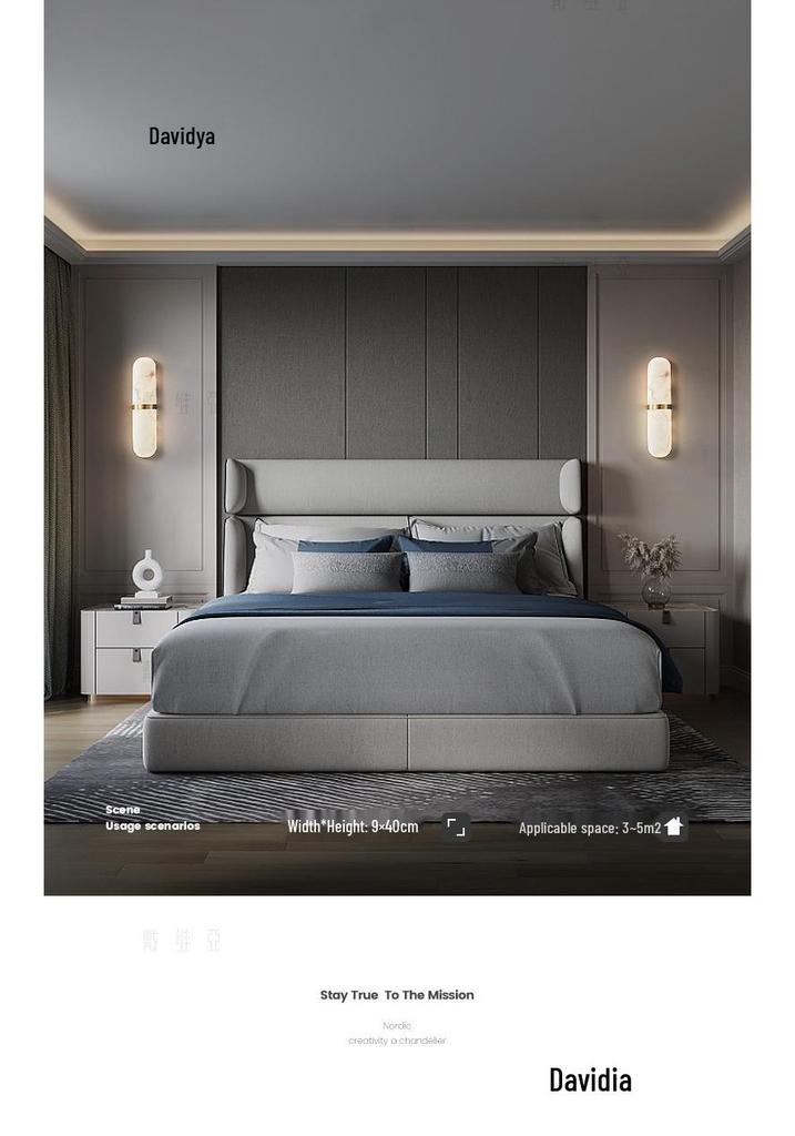Minimalist All-Copper Wall Lamp: Luxury Marble Design for Living Room, Bedroom, or Entrance