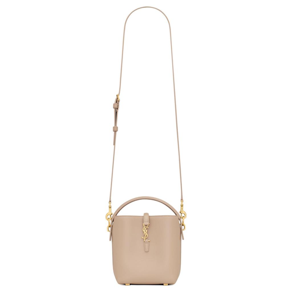 Saint Laurent Ysl Cassandre Metal Letter Logo Hook Closure Leather Bucket Bag Mini Women Bags Dark-Beige 765870-2R20W-2721