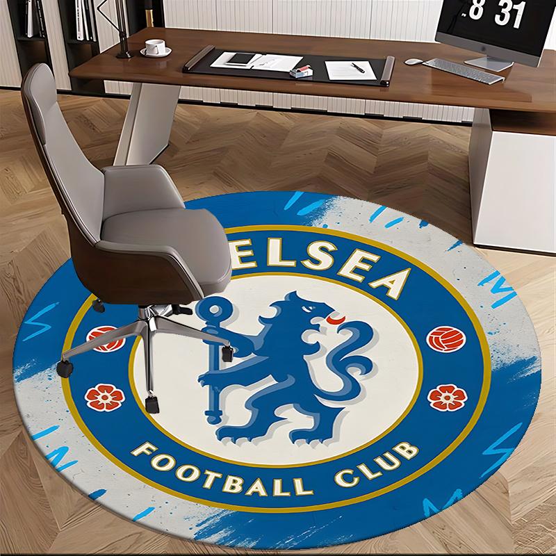 Chelsea Football Club Logo Lion Crest Emblem Chair mat Round Rug-Office carpet, Machine Washable, Non-slip, Suitable for Living Rooms, Bedrooms