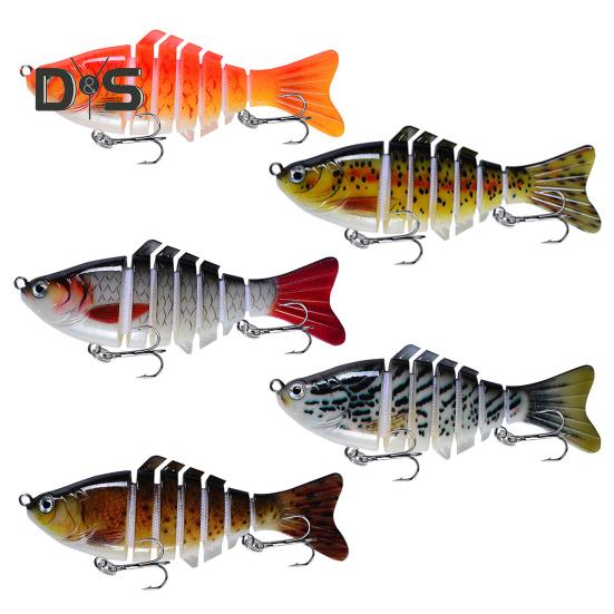 3/5 Stück 10 cm/15,5 g Mehrgelenk-Angelköder mit Haken, realistischer 7-teiliger Swimbait aus Kunststoff, künstlicher Köder, Süßwasser-/Salzwasser-Angelzubehör