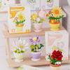 Latest Flower Pots Immortal Flowers Succulent Construction Bricks Roses and Tulips Learning Playthings Kids Birthday Gifts