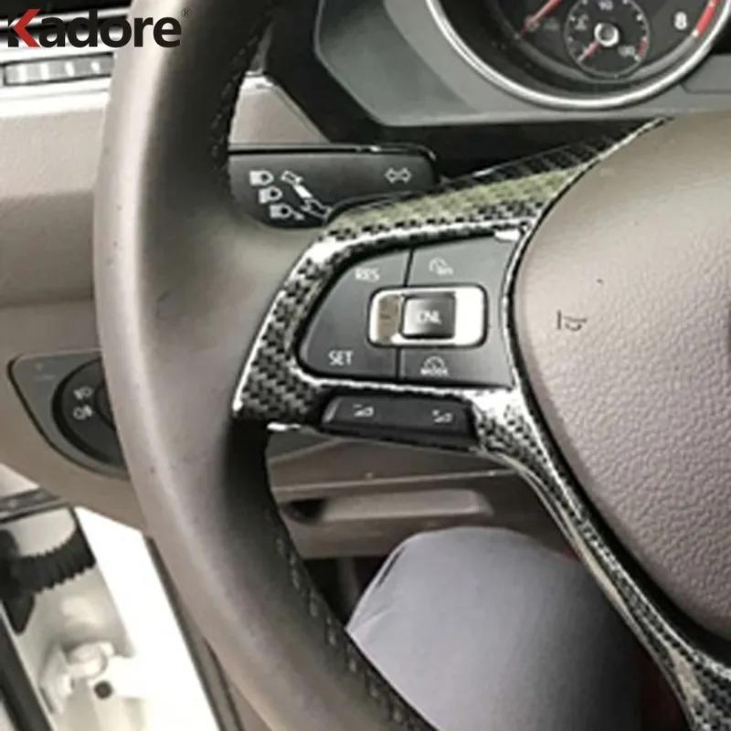 For Volkswagen VW Teramont Atlas 2017 2018    Carbon Fiber Car Steering Wheel Panel Cover Trim Interior Accessories