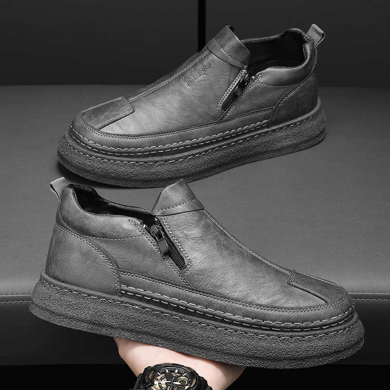 Legitimate Leather Outdoor Black Walking Fat Sneakers Men's Loafer Shoes Sport Wide Fit Dropshiping Excercise Popular Goods