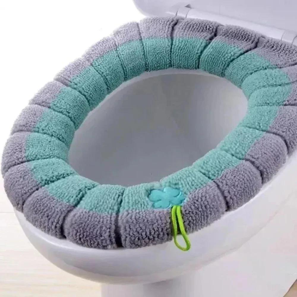 1 Pack Stitched Color Portable Toilet Mat O Type Universal Fully Enclosed Design Less Prone To Shedding Hair Toilet Seat Cushion