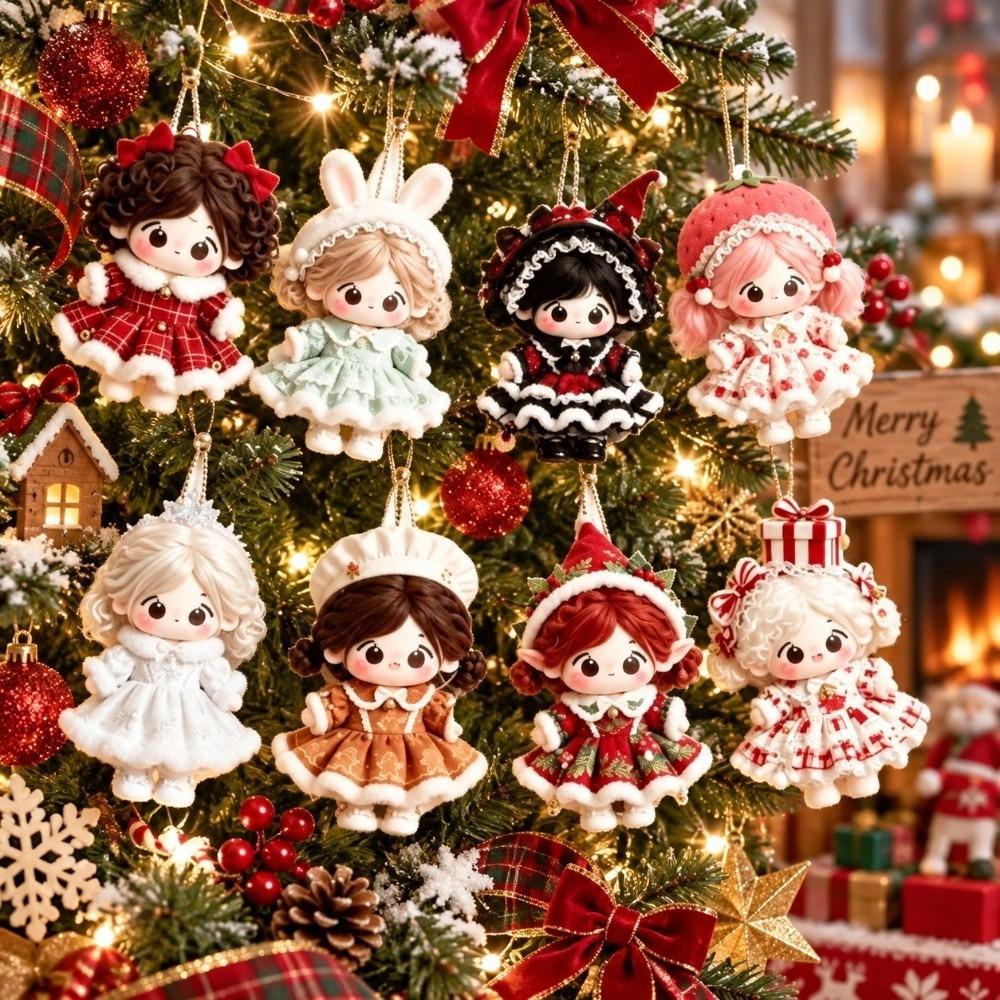 8/10/12 Adet Noel Baba Yılbaşı Ağacı Süsleri 2D Düz Xmas Dekorasyonu Tatil Partisi