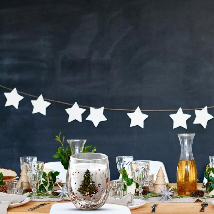 Decorative Christmas Double Wall Glass for Coffee and Milk 300ml Capacity Drinking Cup Heat Resistant Holiday Drinkware