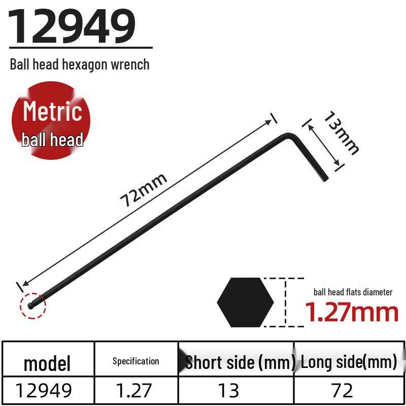 BONDHUS Protanium Steel Ball End Hex Key 1.27mm