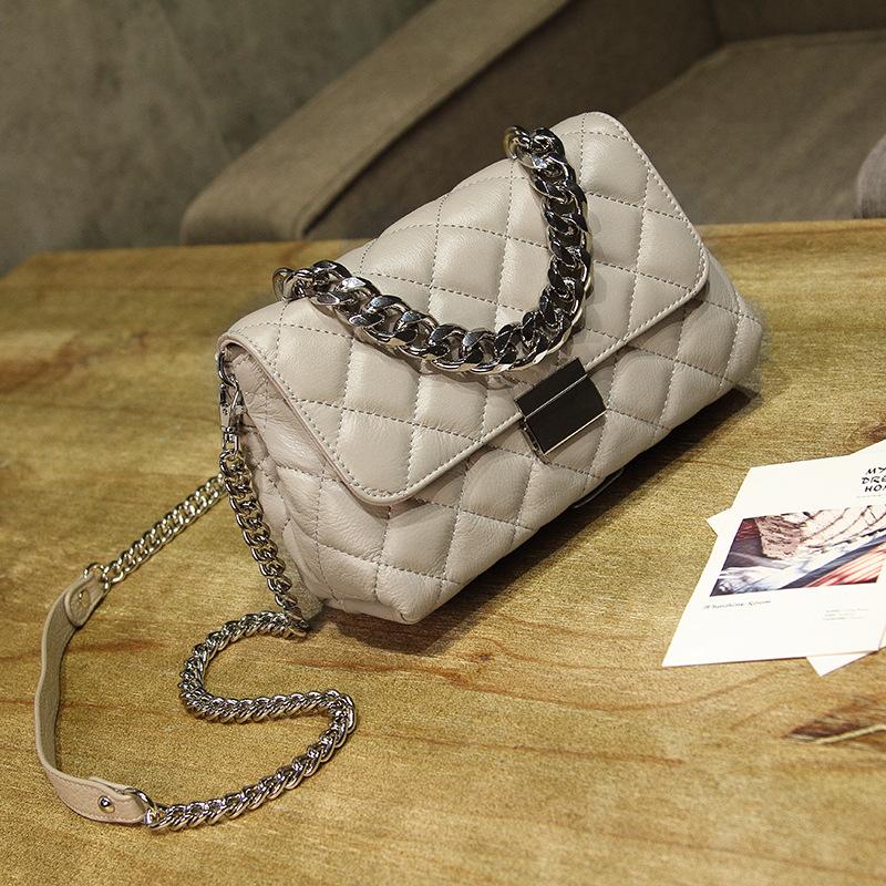 Neue Damen-Tasche trendig lässig Rauten-Ketten-Tasche Schafsmuster einfache Schulter-Crossbody-Kleintasche