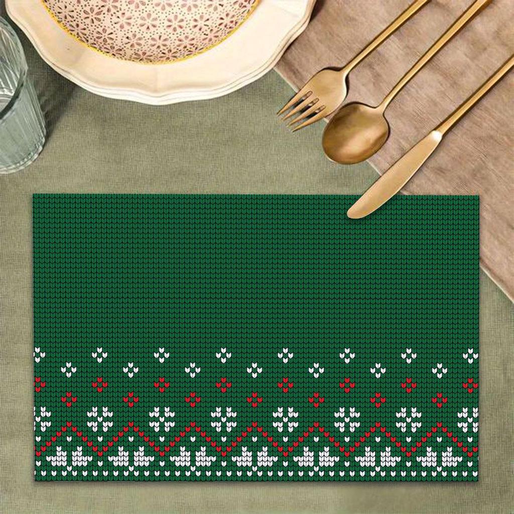 Autumn & Winter Imitation Linen Placemats: Heat-Resistant, Festive Decor for Christmas Parties
