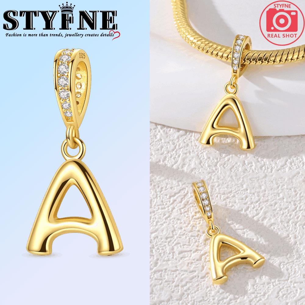 Fit Original Bangle Bracelet Diy A-Z Alphabet Charms Bead Copper Zircon Love Letter Dangle Pendant Jewelry Gift