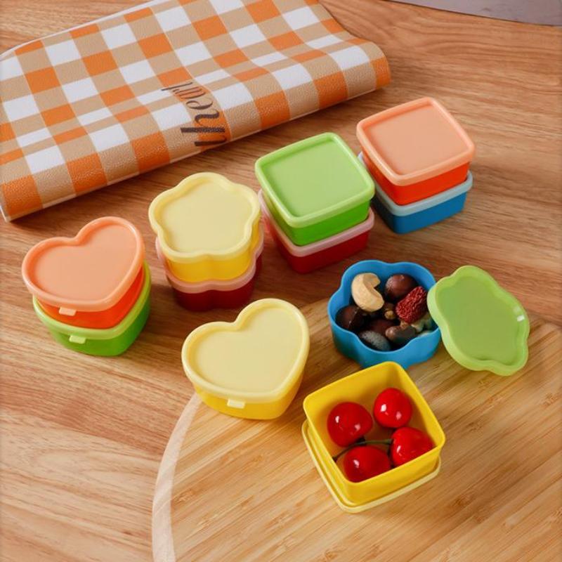 5 Pezzi Mini Scatola Pranzo a Forma di Fiore/Cuore/Quadrato Bottiglietta di Condimento in Plastica Ketchup Condimento per Insalata Contenitore Alimentare Portatile