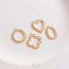 14-Piece Gold-Tone Geometric Pendant Set: Peach Heart, Four-Leaf Clover, Zircon Circle, Charm Hoops
