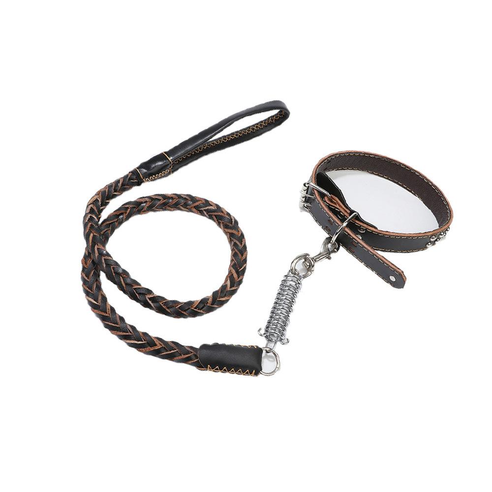 Heavy Duty Genuine Leather Braided Dog Leash Durable Training Walking Lead for German Shepherd Medium Large Dogs Pet Supplies