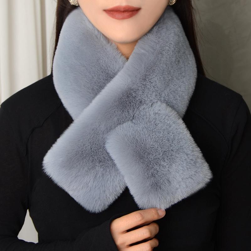 Luxury Winter Warm Faux Fur Rabbit Fur Scarf Double Sided Plush Thickened Fur Warm Hundred With Female Students Scarf Fur Collar