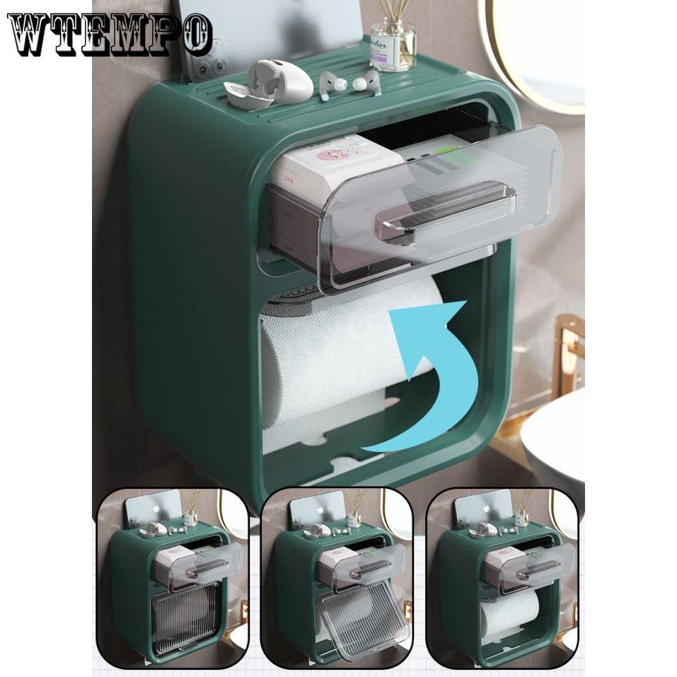 WTEMPO Portarotolo da bagno Scatola per fazzoletti Porta fazzoletti impermeabile Non perforato Portafazzoletti di alta qualità Montato a parete Scatola per rotolo di carta