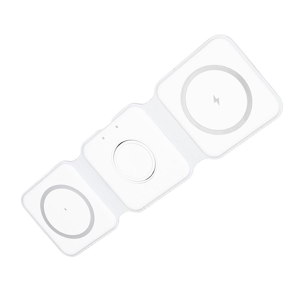 3 in 1 Magnetic Wireless Charger Foldable Charging Station 15W White for IOS Phones Headphones Watches