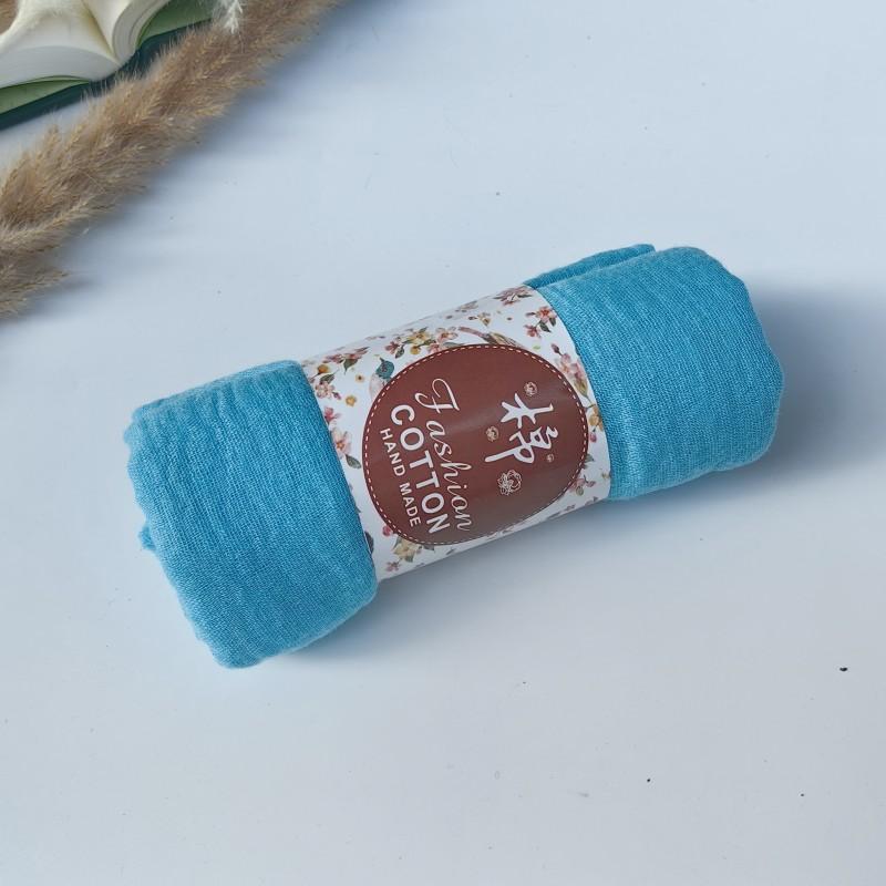 62-122 Colors Crinkle Cotton Underscarf Pleated Pompom Plain Hijab With Tassels Islamic Turban Warp