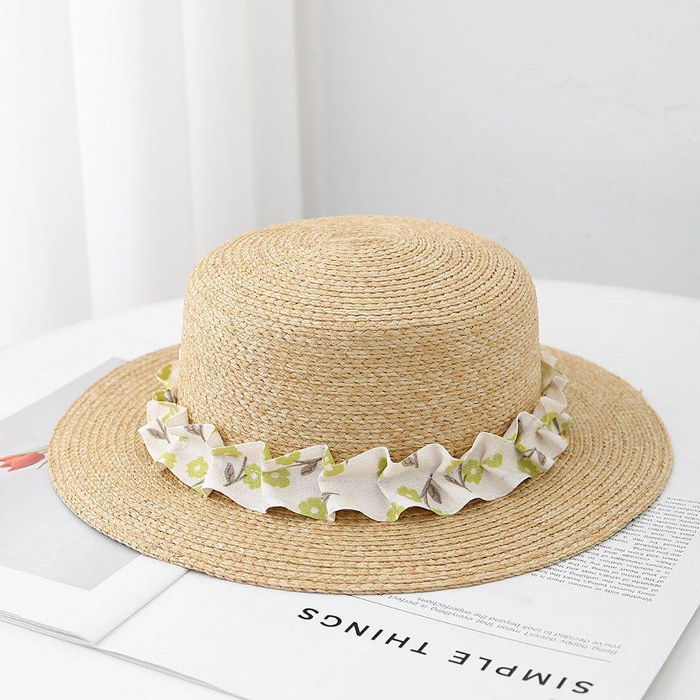 High quality floral webbing straw hat women's summer vacation seaside beach big brim sun protection versatile straw visor