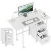 Foldable Computer Desk On Casters, Desk with Storage, 3 Drawers, Extendable Top, 105x51x75.5cm, White